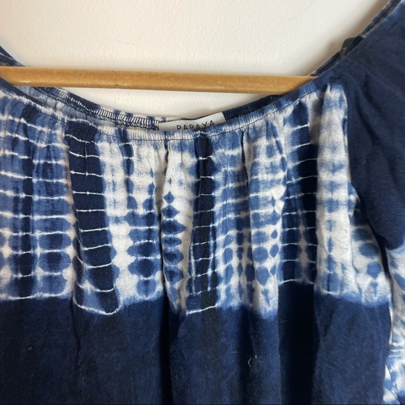 Papaya Blue Tie Dye Boho Off The Shoulder Crop Top Size M - Picture 2 of 9